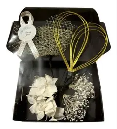 4.箱付き.ドライフラワーとハート水引髪飾り 成人式入学式卒業式