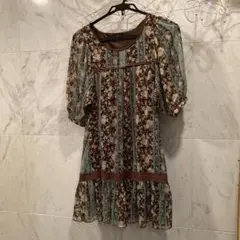 花柄バルーンスリーブチュニック M