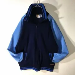 【個性派古着】ジェレンク　長　トラックジャケット　ジャージ　紺　水色　M相当