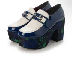 YOSUKE 厚底パンプス （ネイビーコンビ）