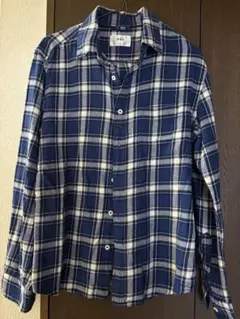 ikka イッカ　メンズ　チェックシャツ　ブルー　秋　M