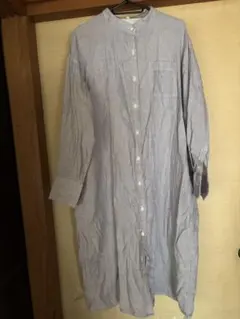 無印良品　ダブルガーゼ　ストライプシャツワンピースM-L 100%コットン