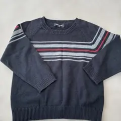 COMME CA ISM ネイビー ストライプ ニットセーター110