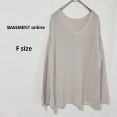 BASEMENT online Ｖネックサマーニット　F ベージュ　長袖　透け感