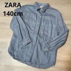 《訳あり美品》ZARA 140cm 薄デニム スナップボタンシャツ