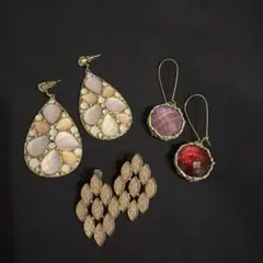 【3点セット】大ぶりビジューピアス パーティー