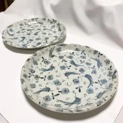 大皿？　中皿？　有田焼　有古窯　ブルー