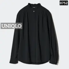 ま*も様 0752 UNIQLO フリルブラウス ブラック