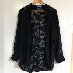 【sakishima tokyo】シアージャガードフラワーシャツ　長袖　ブラックのサムネイル