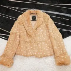 Rabbit fur jacket Roll up Sleeve Brown S