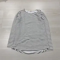 ボーダートップス カットソー M ホワイト ブラック 裏起毛 レディース