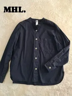 MHL. マーガレットハウエル ネイビー コットンシャツ　М　長袖　ノーカラー
