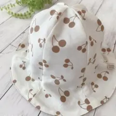 【残り50cm】あご紐付きチューリップハット（ベージュ）＊ベビー帽子＊キッズ帽子