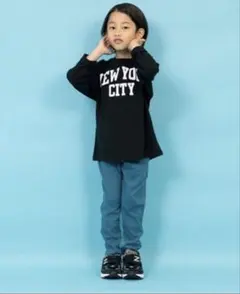 ワイドカットロングパンツ 100cm ライトブルー