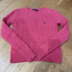 RALPH LAUREN SPORT ケーブル編みセーター L ピンク　カシミヤ