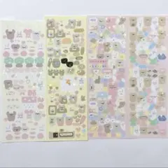 韓国シール　アニマル　クマ　くま　テディベア　フレークシール　トレカデコ　.