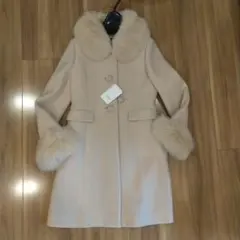 クイーンズコートボリュームフォックスファー付きエレガントコート新品未使用タグ付き