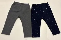 ユニクロ　フリースレギンス　80サイズ　2点セット　グレー　ネイビー雪柄