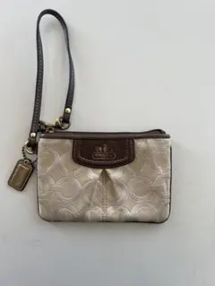 COACH ベージュ ロゴ ポーチ
