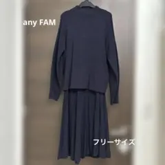 スカートセットアップ ニット ネイビー 紺色any FAM
