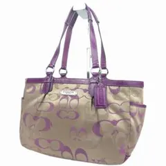 COACH コーチ F20444 シグネチャー トートバッグ パープル 肩掛け