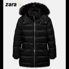 極美品✨ZARA 撥水ウィンドブレーカーフード付きダウンジャケット 黒 M