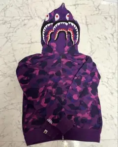 ダブルシャーク パーカー Lサイズ BAPE エイプ 迷彩パープルカモ 正規品