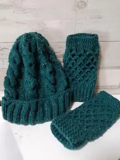 ニット帽とアームカバーセット ハンドメイド