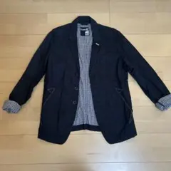 マリテフランソワジルボー　ネイビー チェック柄 綿ジャケット Lサイズ