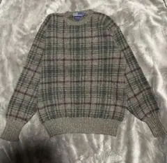 90s ポロラルフローレン　チェック柄　ウールニット　ビンテージ　個性的　激レア