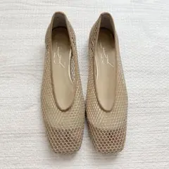LE TALON メッシュデザイン　ゴールド　フラットシューズ　24cmのサムネイル