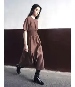 【新品】ZARA（ザラ） ブラウン ロングワンピース 半袖