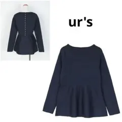 ur's バックパールペプラムニットトップス