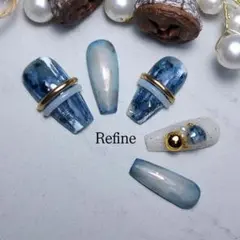 No.327【オーダーページ】くすみブルーインク、塗りっぱなし、囲みグラデ