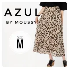 【アズール】✨美品✨BIG レオパード フレア スカート ベージュ M ヒョウ柄