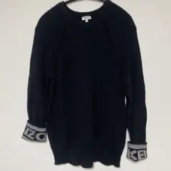 【美品】KENZO ケンゾー 袖ロゴ 折り返し ニット セーター ブラック XSのサムネイル