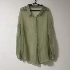 GU シアー素材 長袖シャツ ライトグリーン