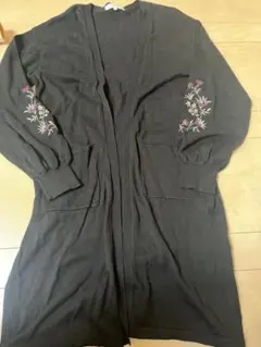 grove ロング カーディガン 刺繍 黒 M