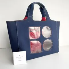 ケイトスペード ハンドバッグ キャンバス クリア ビニール ネイビー