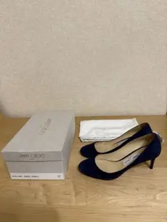 JIMMY CHOO ネイビー ハイヒール 37 スエード 箱・保存袋付き