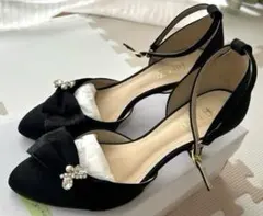 Aimer☆パンプス★S☆黒★ビジュー☆結婚式★二次会☆フォーマル☆ストラップ★