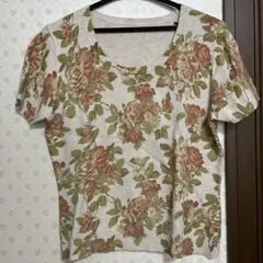 LAURA ASHLEY ローラアシュレイ 花柄 半袖ニット 綿100%のサムネイル