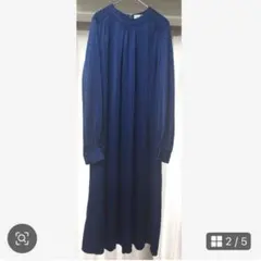 古着　大きいサイズ　紺　長袖　ワンピース