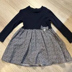 タルティーヌエショコラ　ネイビー花柄ワンピース 110