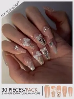 SHEIN ネイルチップ　ハート　リボン　ピンク　きらきら　可愛い　韓国