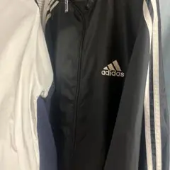 adidas 黒 ジャージジャケット ストライプ