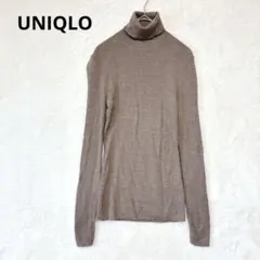 UNIQLO ユニクロ／リブ ニット M 長袖 タートルネック ウール100%