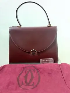 カルティエ マストライン ハンドバッグ ボルドー ゴールド金具Cartier 箱