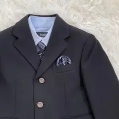 レディフレディ フォーマルスーツ5点セット黒 水色 パープル　ストライプ 110