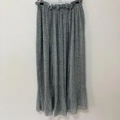 【美品】シフォン プリーツスカート　花柄 水色のサムネイル